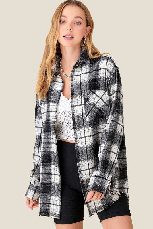 Versatile Button-Down Plaid Shirt with Pocket - Ideal Outerwear Choice"