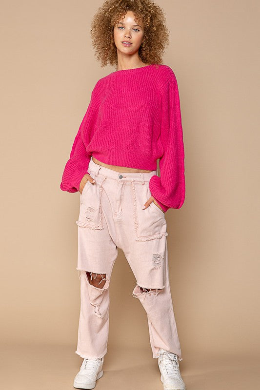 BlossomBlush Balloon Sleeve Sweater