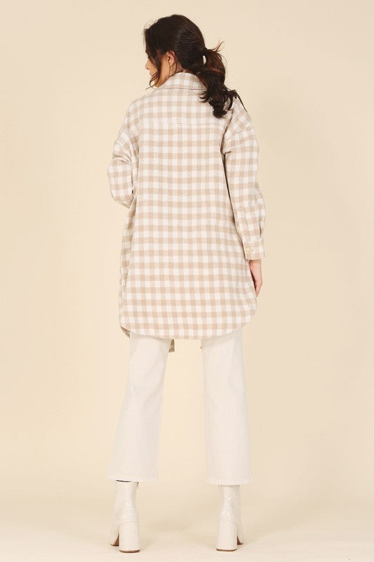 Checked Long Shacket - EmbraceU2 Coats & Jackets