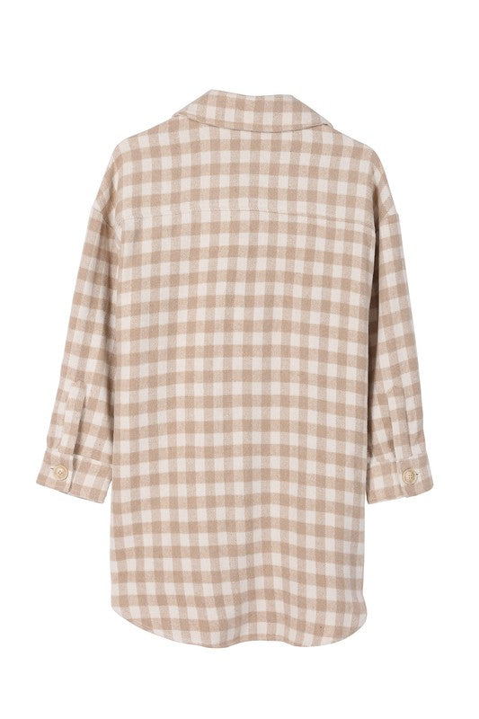 Checked Long Shacket - EmbraceU2 Coats & Jackets