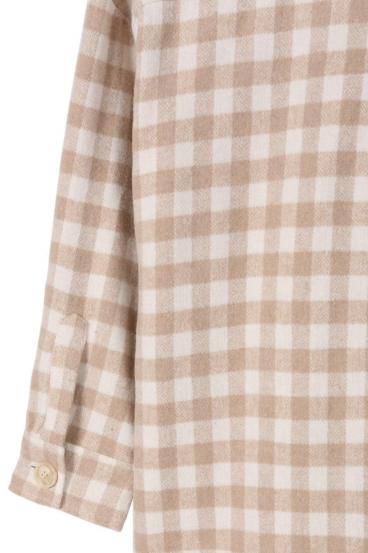 Checked Long Shacket - EmbraceU2 Coats & Jackets