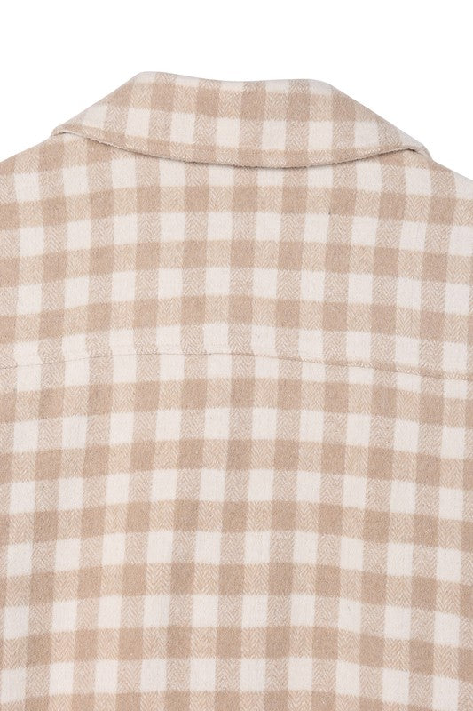 Checked Long Shacket - EmbraceU2 Coats & Jackets