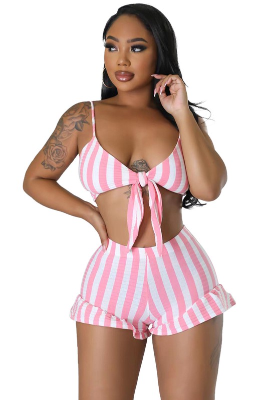 SEXY SUMMER STRIPED 2PC SET OUTFIT