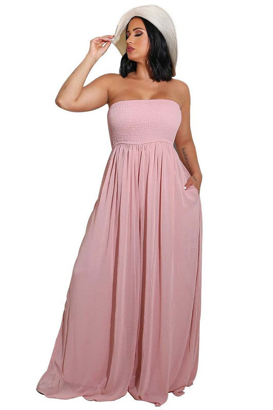 STRAPLESS WIDE LEG SUMMER JUMPSUIT