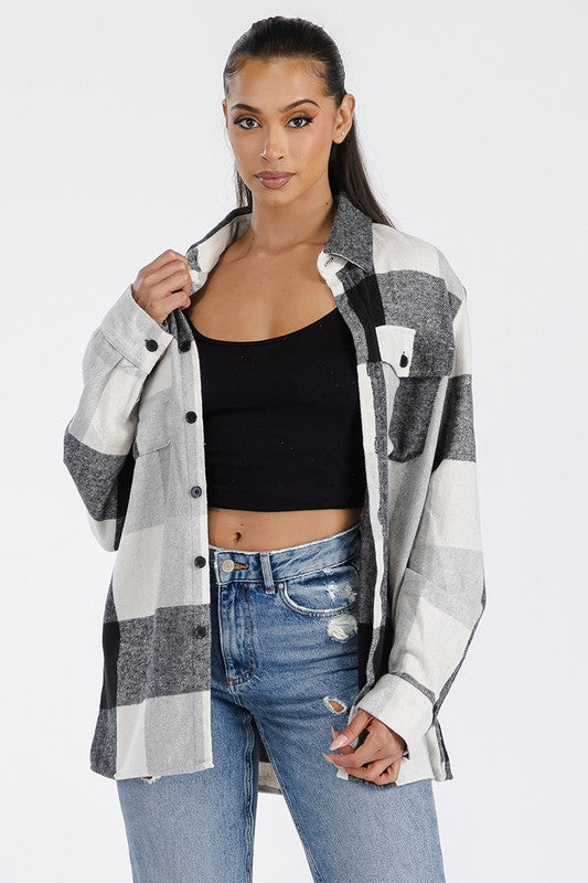 CozyChic™ Women's Fall Flannel Fusion: The Ultimate Brushed Shacket for Effortless Style and Comfort