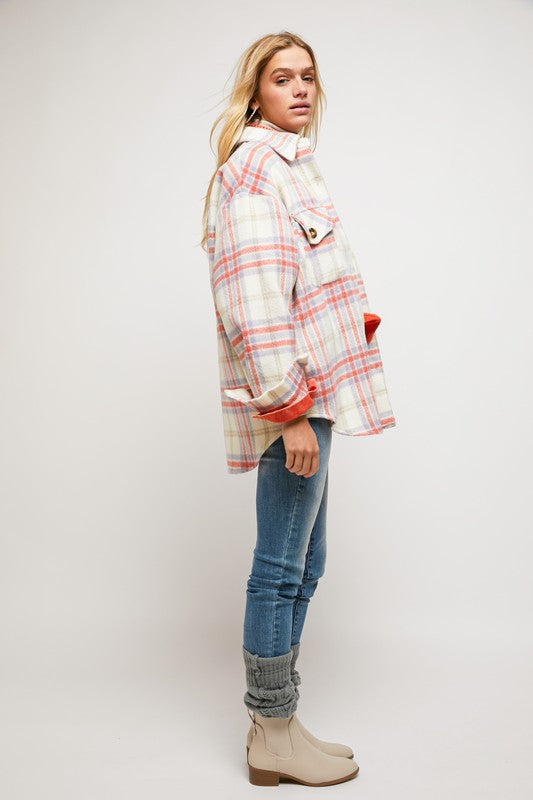 Plaid Fusion Patched Shirt Jacket - Style & Versatility Redefined