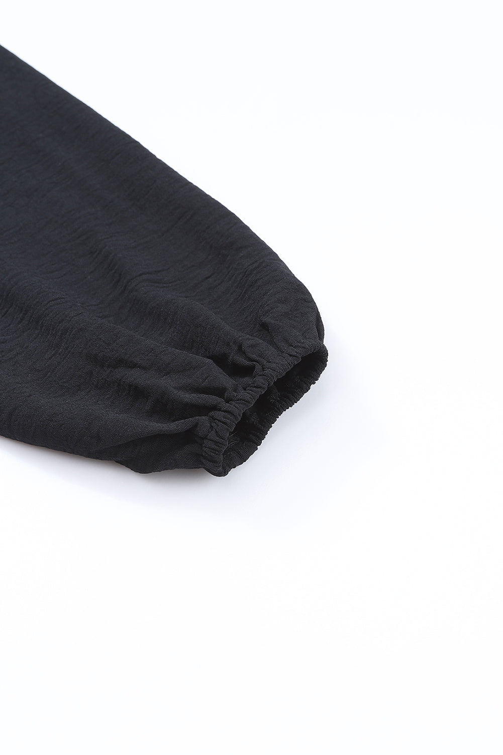 Black Smocked Square Neck Long Sleeve Wide Leg Jumpsuit