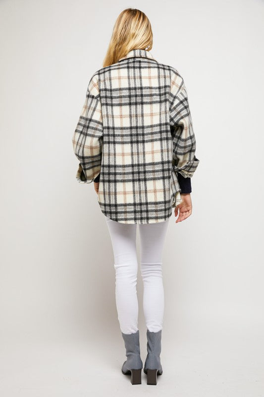 Plaid Fusion Patched Shirt Jacket - Style & Versatility Redefined